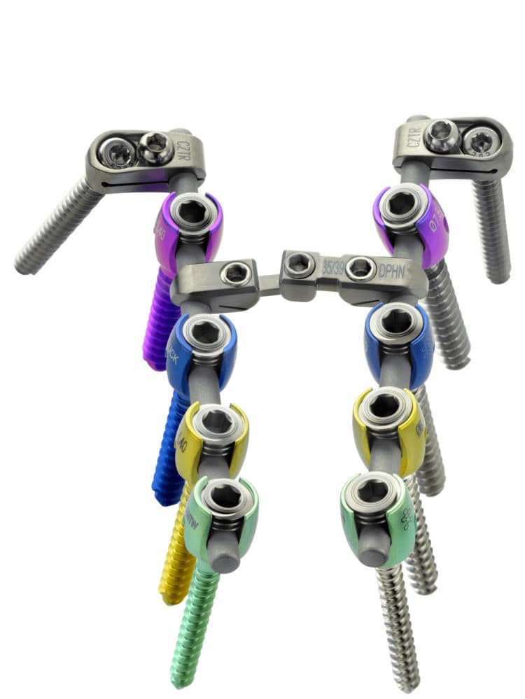 Posterior Fixation System — polyaxial screw and rod construct array