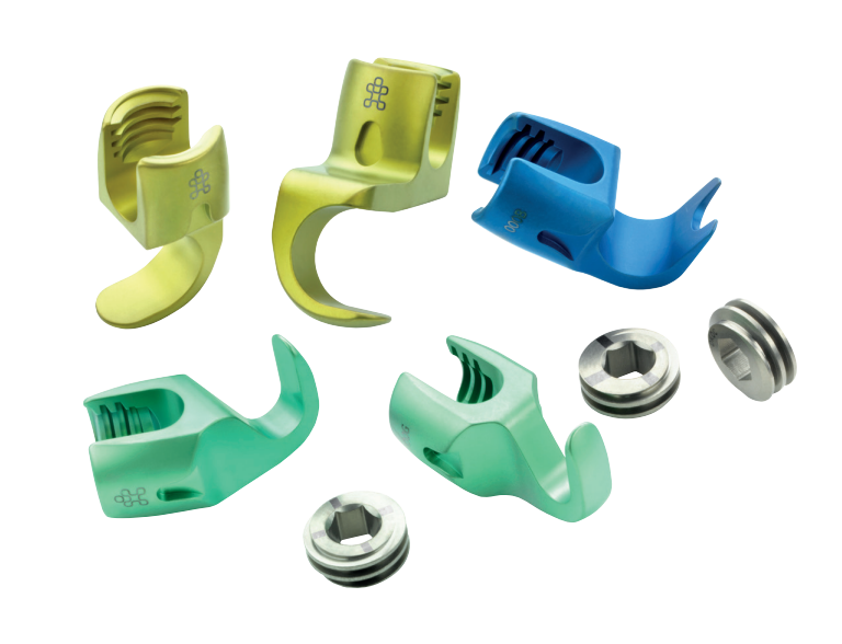 Apex Posterior Fixation System — anodized polyaxial tulip heads and set screws